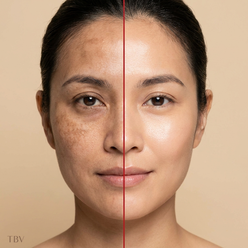 Before and after LED therapy comparison